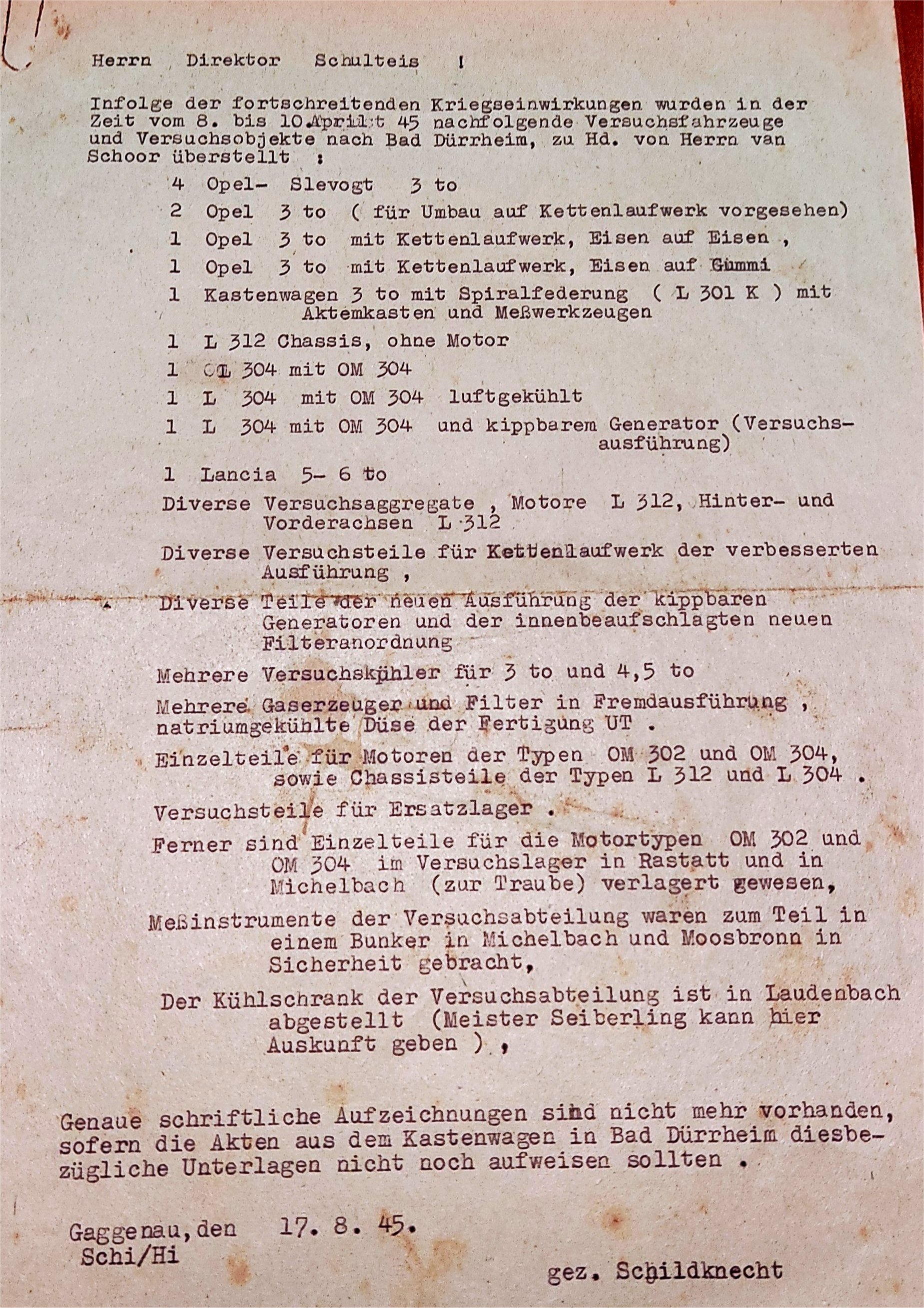 Bericht 1945