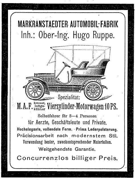 zeitungswerbung MAF 1908