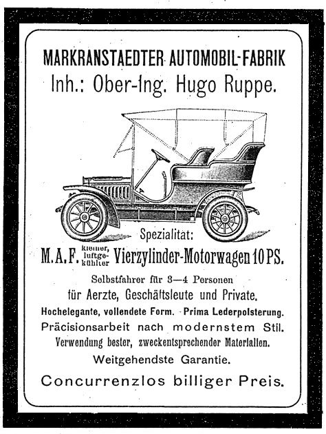 zeitungswerbung MAF 1908