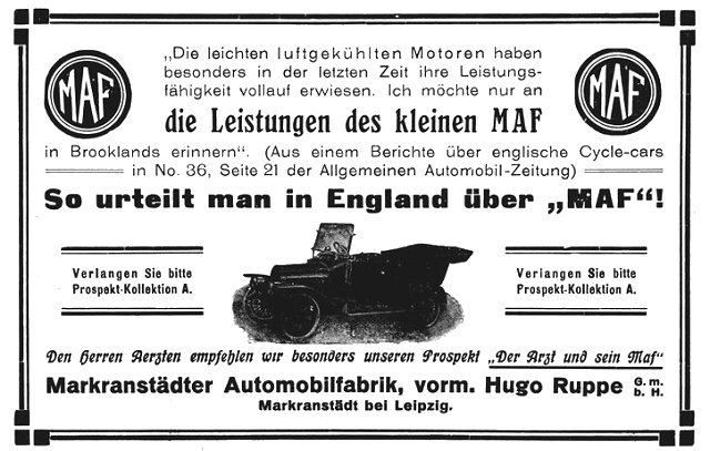 zeitungswerbung MAF 1913