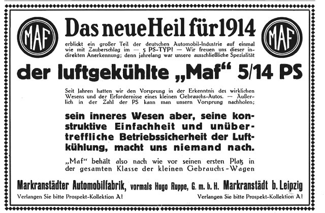 zeitungswerbung MAF 1914